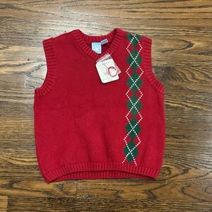 J. Khaki Red and Green Knit Sweater Vest